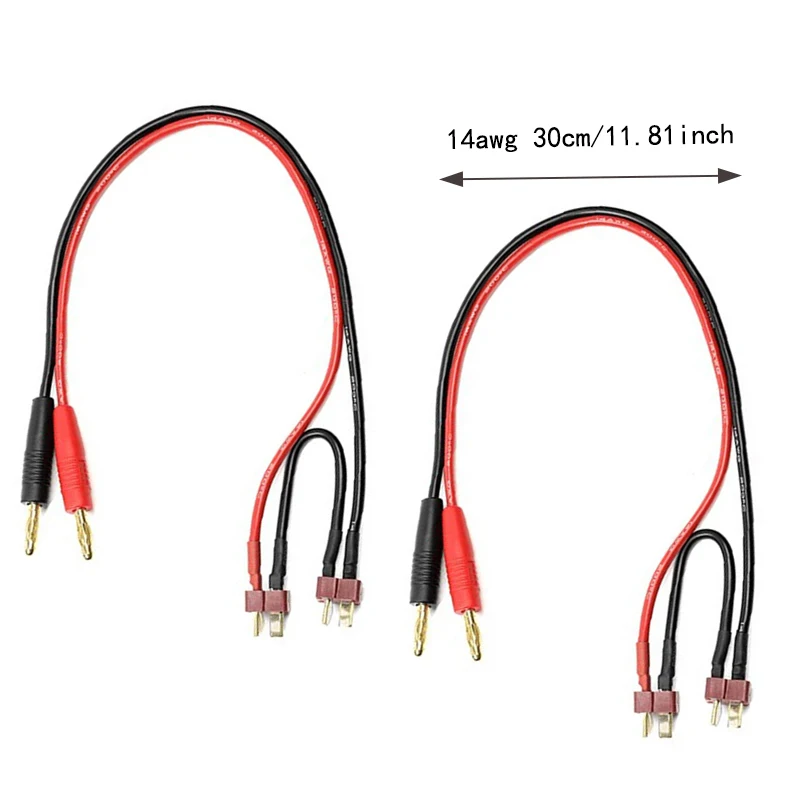 1/2 Pcs RC Charge Lead 2 Deans Male Connector Serial adapter to 4.0mm Gold Plated Plug Connector Charge Cable Wire 14awg 30cm