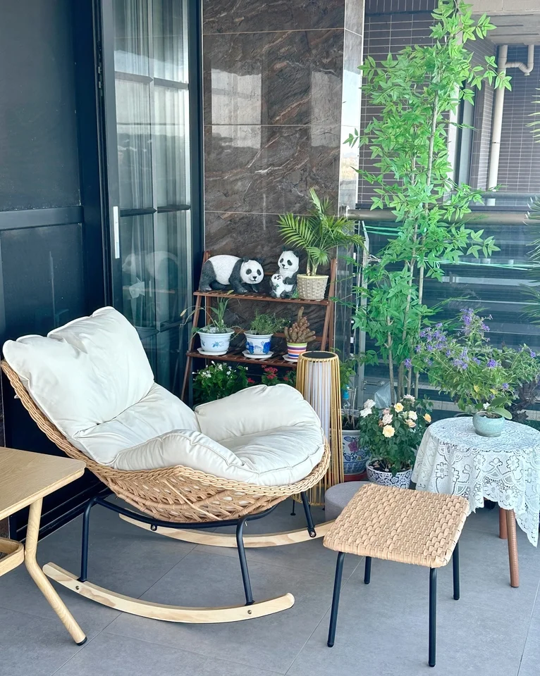 Rocking recliner styled on an outdoor patio