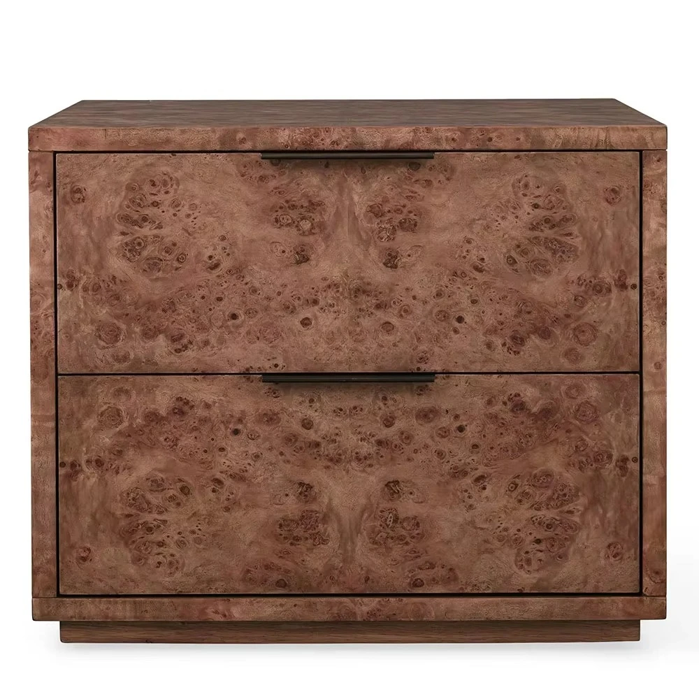 

* Luxury Modern Nightstands for Bedroom Furniture Solid Wood Close Bedside Cabinet Burl Wood Nightstands With 2-drawers