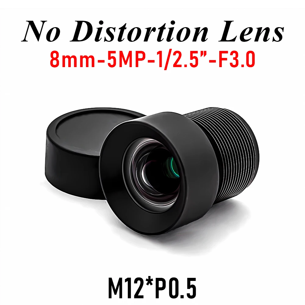 5MP 8mm M12 Lens No Distortion 1/2.5 Inch F3.0 with 650nm IR Filter Heavy Duty Machine Vision Security IPC CCTV Camera Lenses