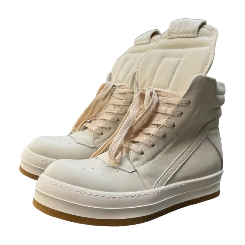 

Men's High Top Shoes Platform Sneakers Leather Vintage Designer Luxury Lace-Up Zip Casual Boots for Women Shoe