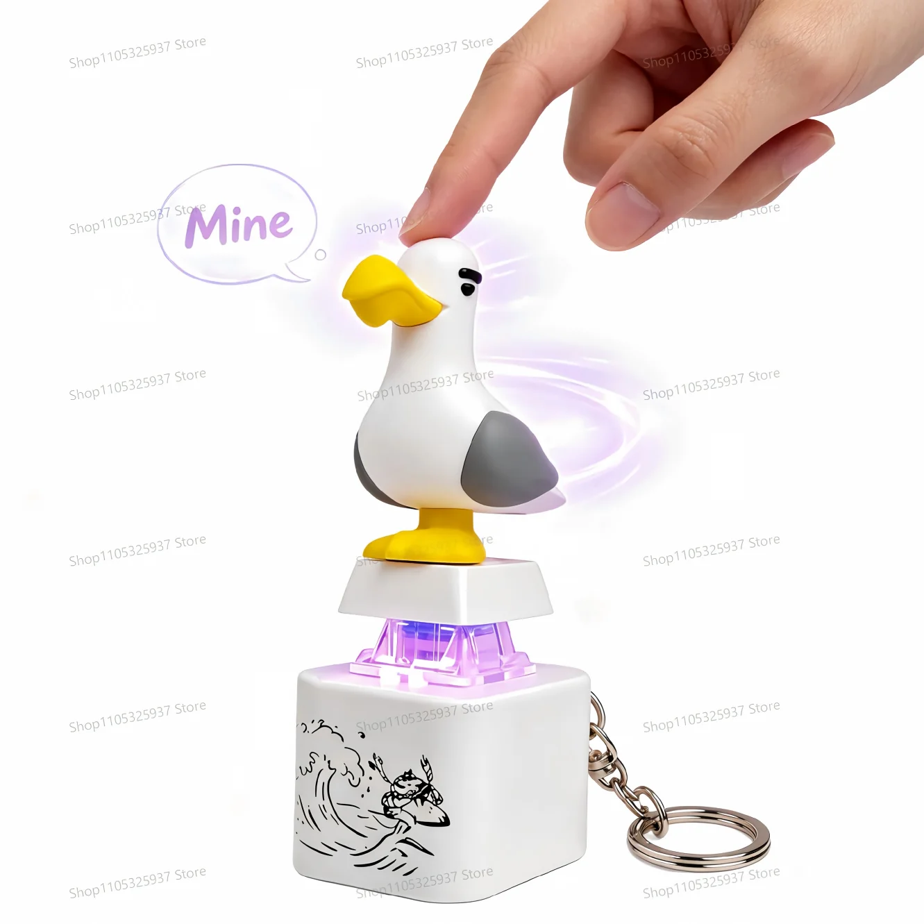 Seagull Keycap Keychain Luminous Fun Decompression Toy Backpack Decoration Pendant Fidgeting Adult Portable Electronic Pendant