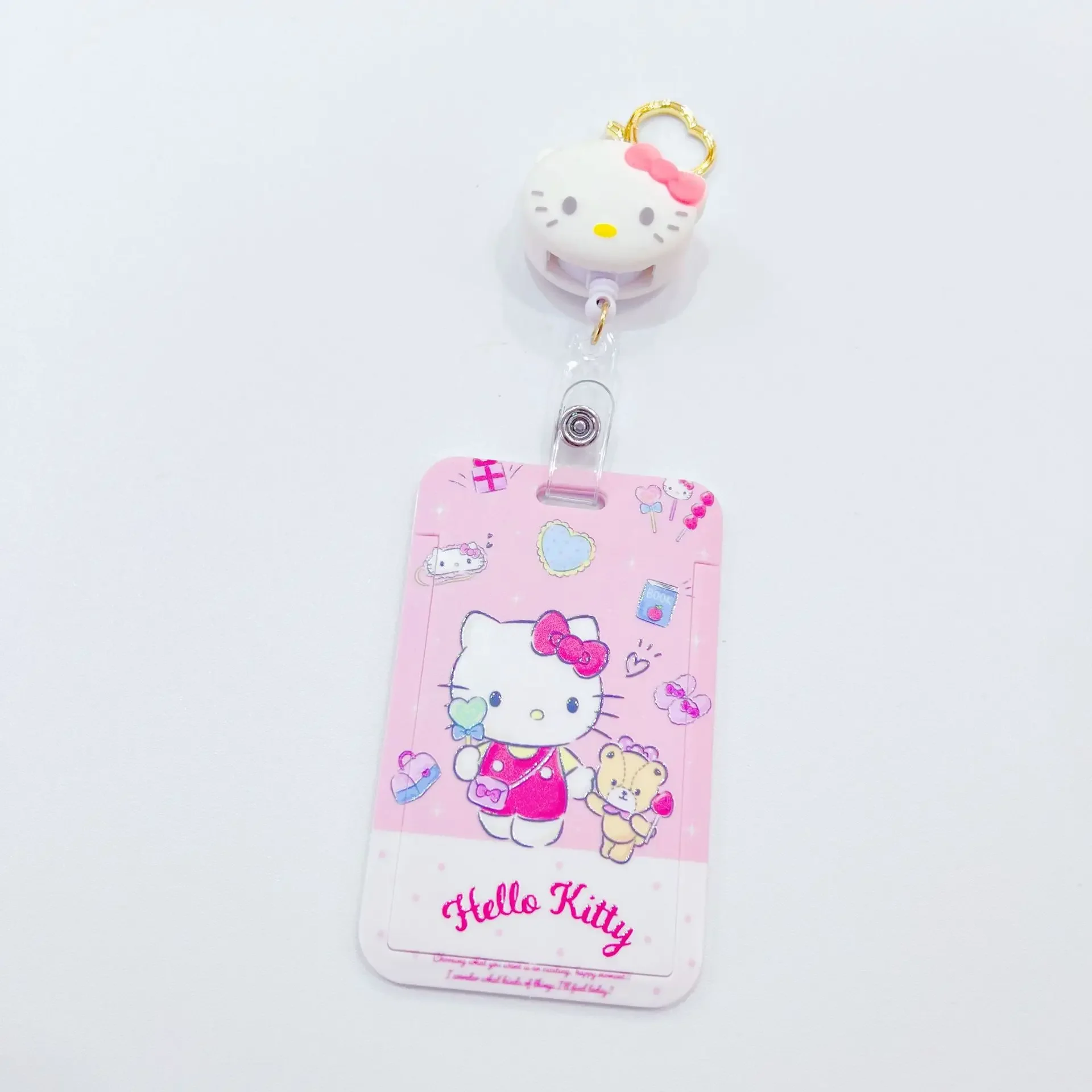 sanrio bt21 kuromi anime keychain hello kiity cinnamoroll cute card holder retractable card holder anti-lost schoolbag buckle