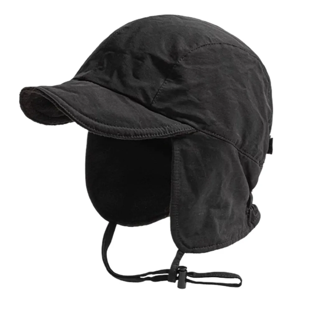 Japanese Retro Bomber Hat Windproof Ear Protection Velvet Pilot Hat Solid Color Lei Feng Hat Outdoor