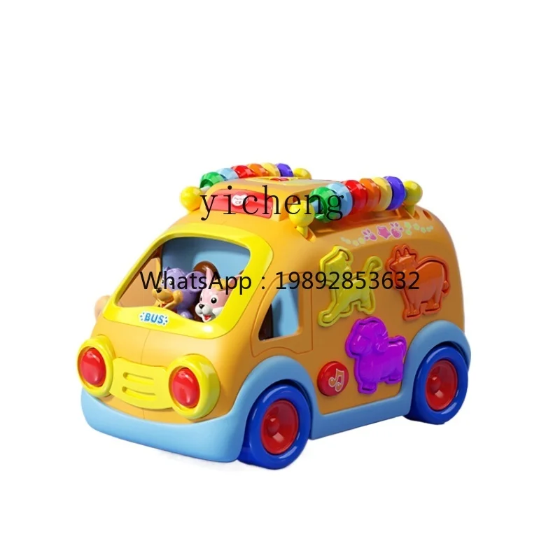 ZZ Happy Paradise Bus Children's Early Education Car Puzzle Universal Electric Toy Car Music