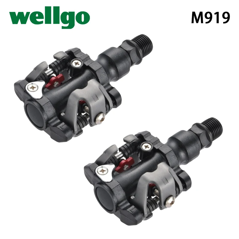 Wellgo WAM-M919 Aluminum Clipless Dual Sided MTB Bike Ball Bearing Pedals for Shimano SPD with 98A Cleats Bicycle Cycling Parts