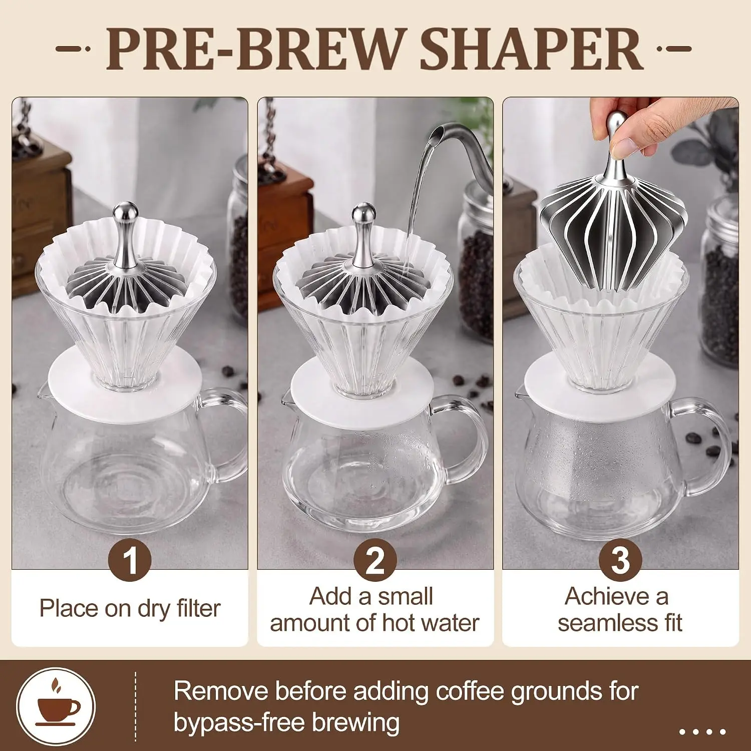 Aluminum Alloy Filter Paper Press Compatible with V60 and Basket-Style Filter Papers Pour-Over Coffee Filter Paper Forming Tool