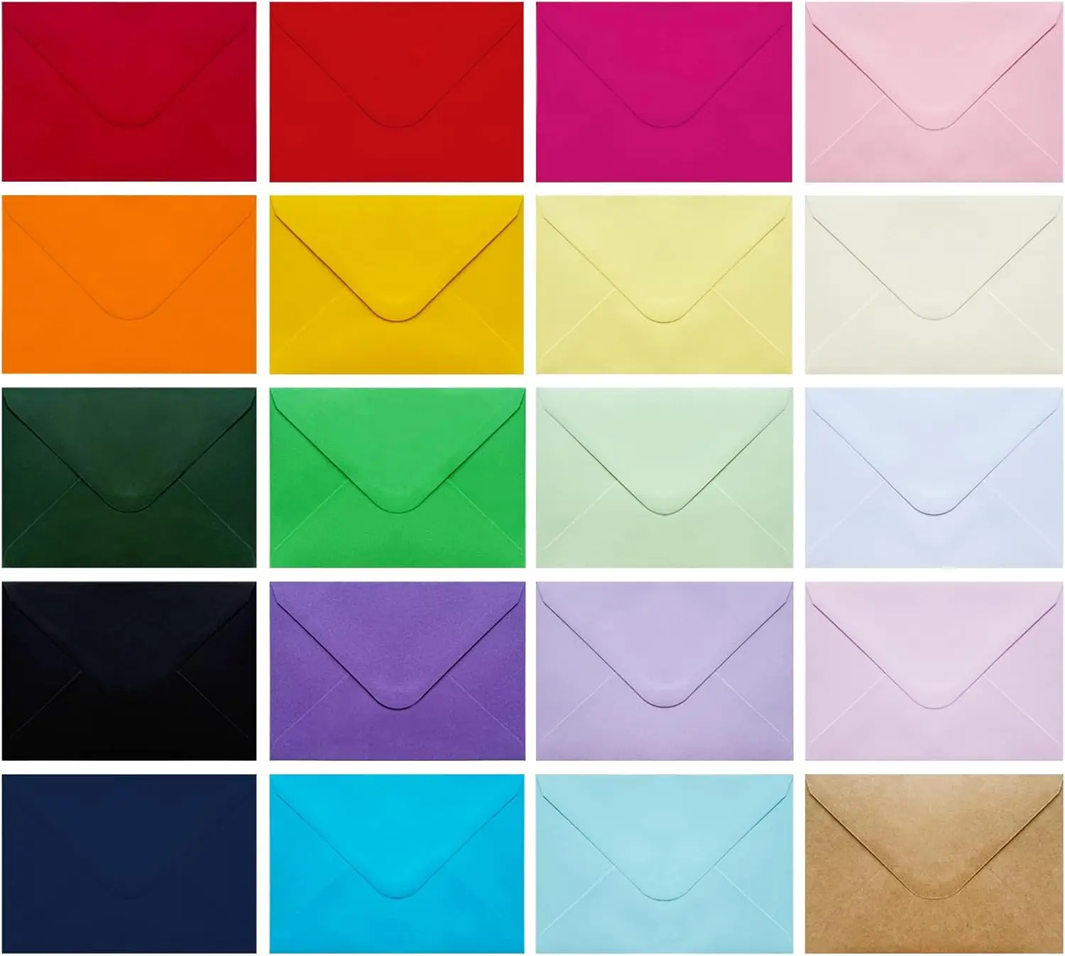 40 Pack Colored Envelopes , A4 Envelopes for Greeting Cards,, Photos, Envelopes for Wedding,  Party (20 Colors 4.3 x 6.2")