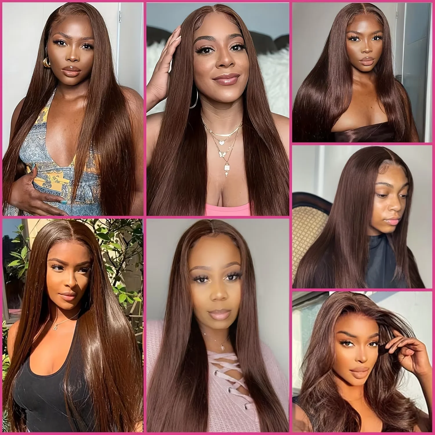 Straight No Shedding Wig Pre Plucked Colored Human Hair Wig 13x4 HD Transparent Lace Chocolate Brown Frontal Lace Wigs For Women