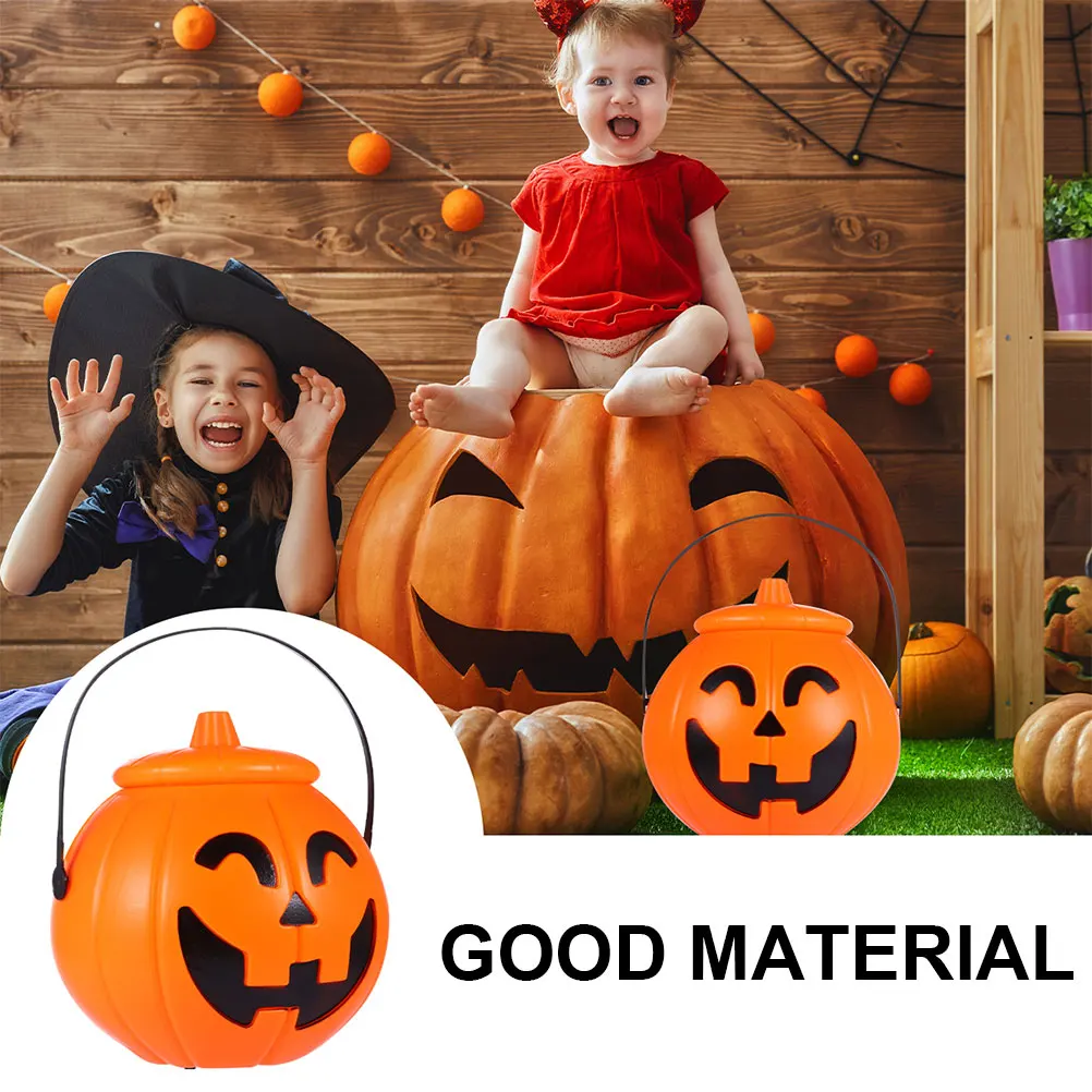 

Halloween Pumpkin C y Bucket Large Size LED Electronic Flameless Jack O Lantern Simulated Pumpkin Lamp Decor Plastic Glow