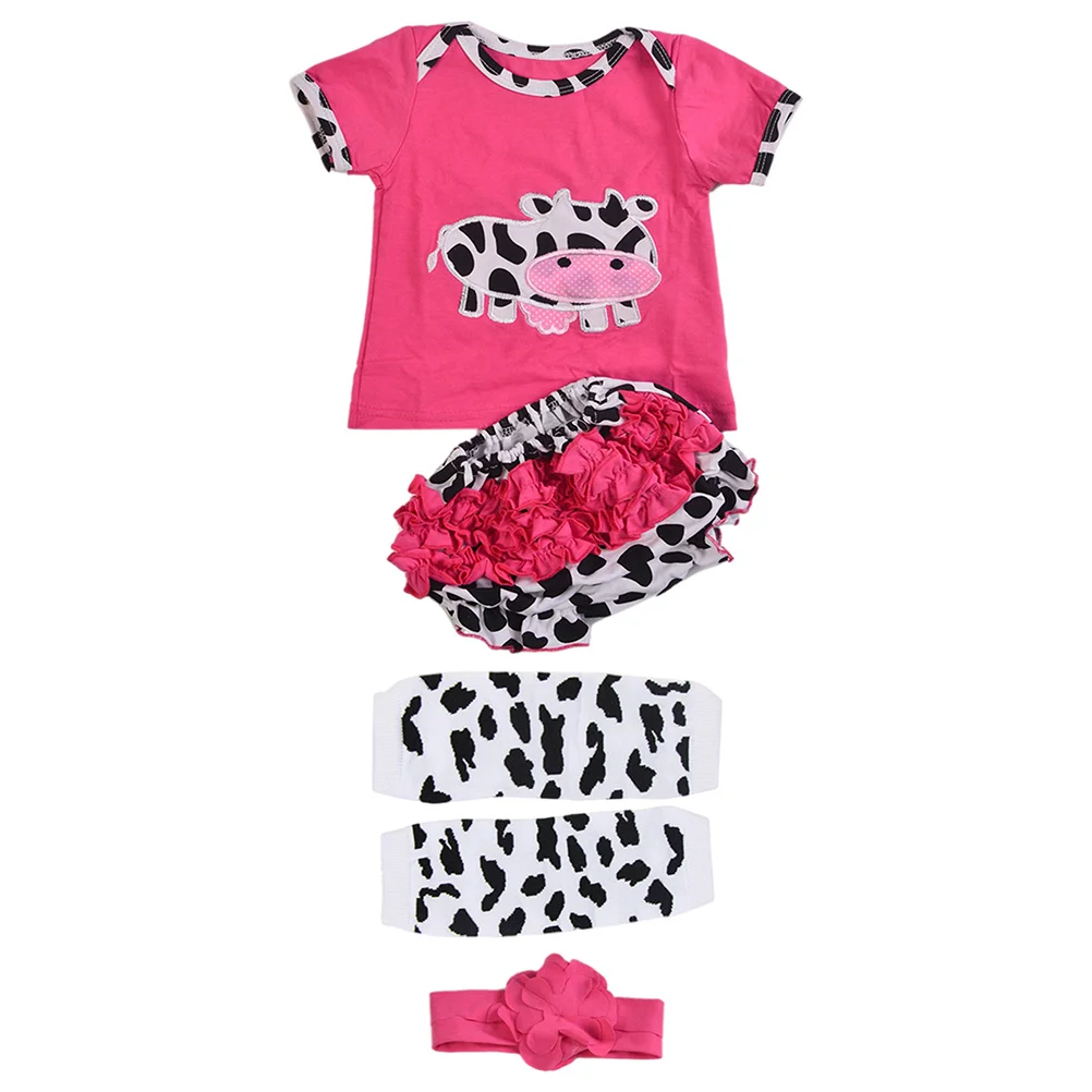 Reborn Baby Dolls Cow Clothes Outfit Newborn Girl Clothing Short Sleeve Matching Rosy Decorative