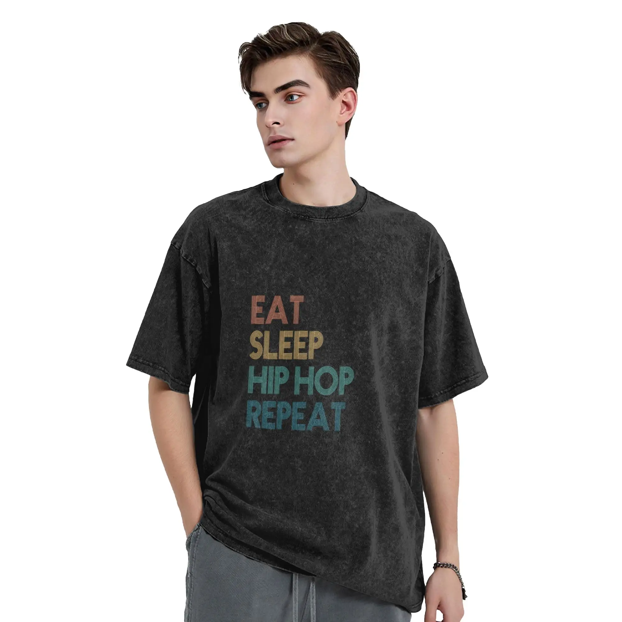 Eat Sleep Hip Hop Repeat - Gift For Hip Hop Fans Unique Stylish A Vintage Oversized Cotton Unisex T-Shirts