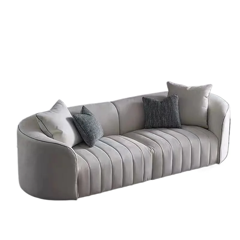 Living Room Classic Luxury Fabric Couch Curved Design Modern Stainless Steel Frame Sofa