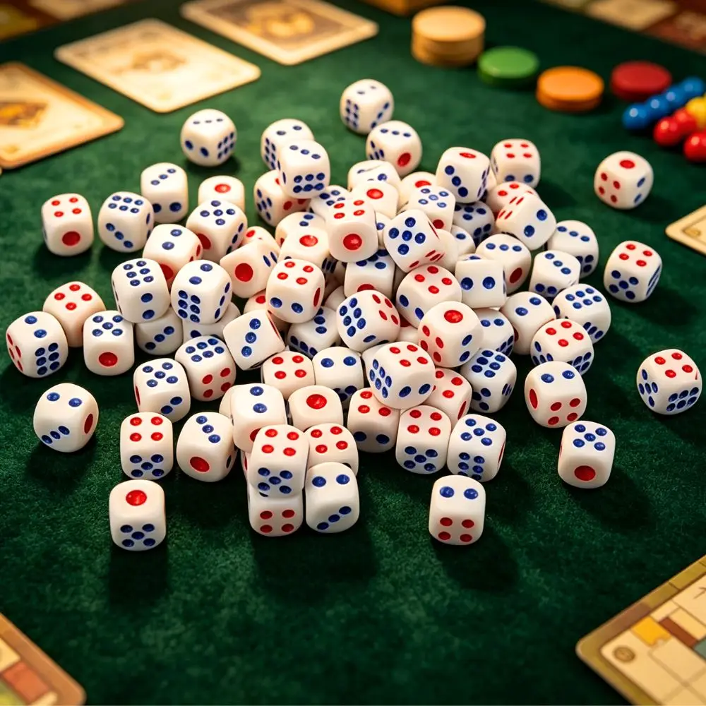 30/60pcs 6 Sided White Dice with Red & Blue Pips, Standard D6 Game Dice for Board Games, Math Teaching, Party Game Supplies YMY