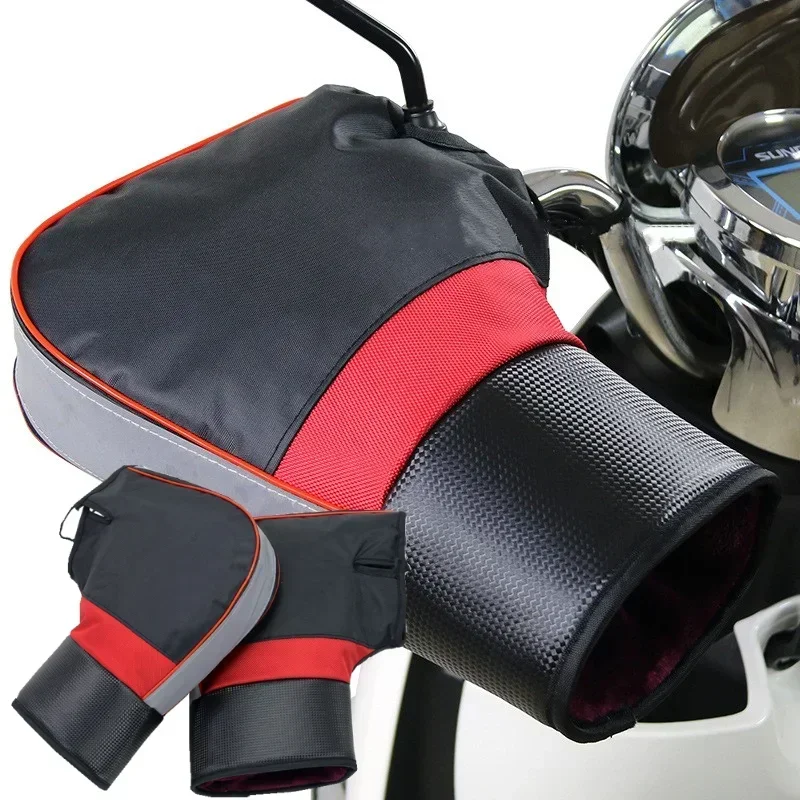 

Motorcycle Handlebar Muffs Winter Motorcycle Gloves Handlebar Mitts Reflective Strip Warm Handle Bar Cover Winter Warmer Gloves
