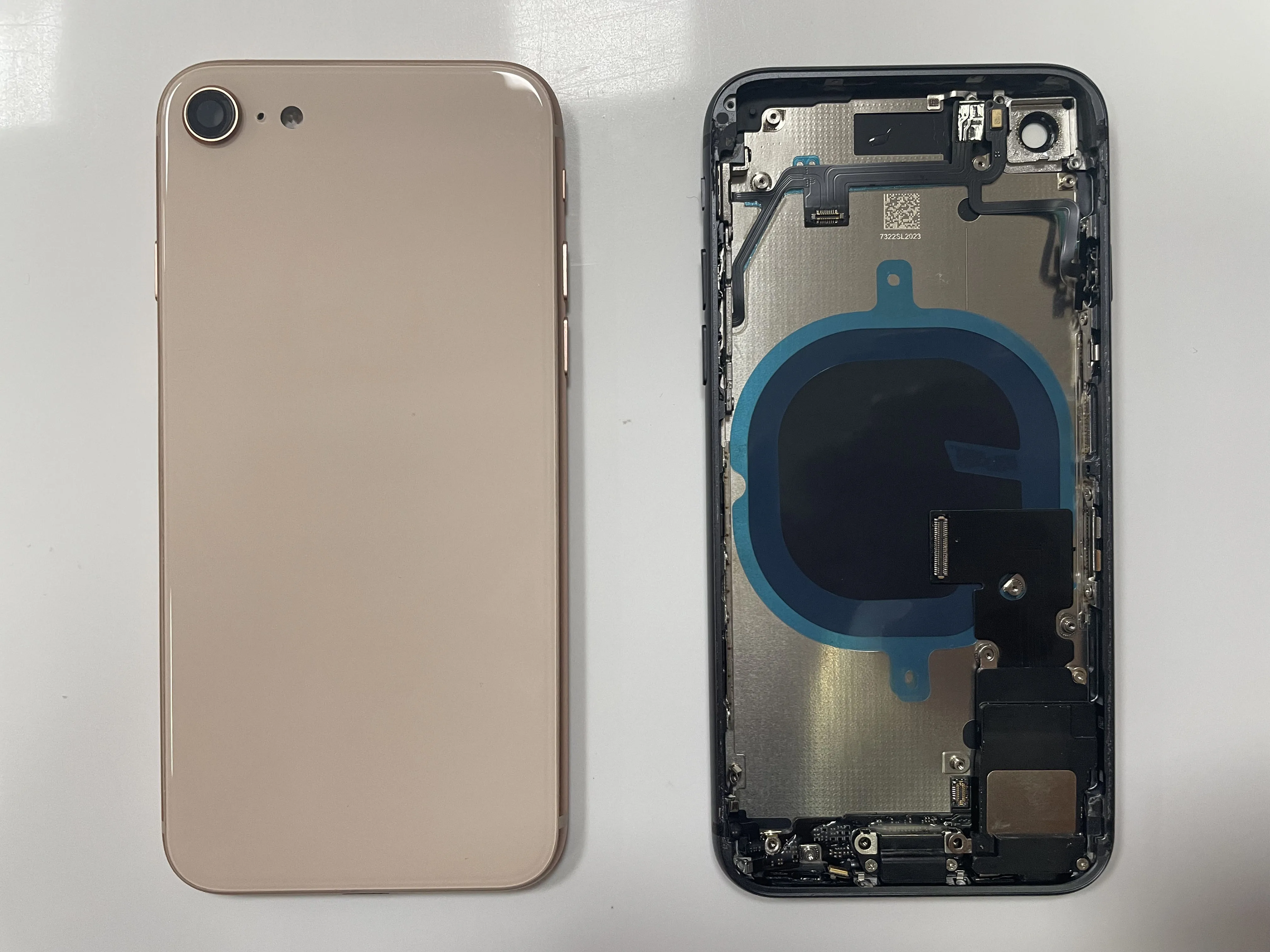 Dla iPhone 8 8 Plus tylna pokrywa baterii, środkowa obudowa, tacka na kartę SIM, instalacja kabla w miękkim etui, dla iPhone 8 8Plus obudowa obudowy