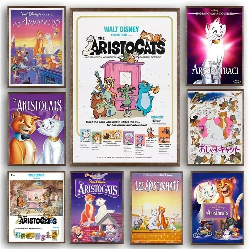 MINISO Disney Cartoon The Aristocats Poster Print Canvas Painting Wall Art Picture Boy Girl Living Room Kids Home Decor Gift