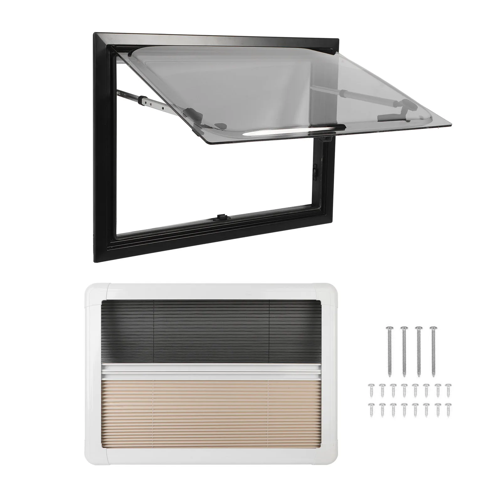 

28X20in RV Push Out Window UV Protection Acrylic Insulating Glass Right Angle RV Window with Screen and Sunshade