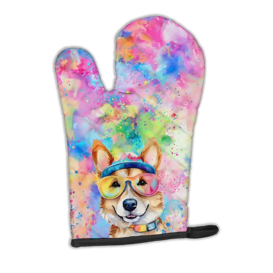 

Варежка для духовки Corgi Hippie Dawg, термостойкая толстая варежка для духовки для горячих сковородок и духовки, кухонная варежка для защиты рук, перчатка для приготовления выпечки