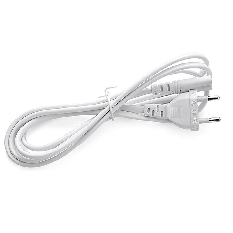 White 2p Prong EU Plug Cord Extension Cable Lamp Power Supply European Figure 8 Power Cord For Led Lighting USB Charger 1.5m 1m