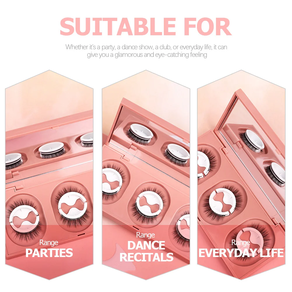 3 pares de pestañas autoadhesivas reutilizables, tiras naturales para realzar los ojos, para un aspecto cómodo de día y de noche