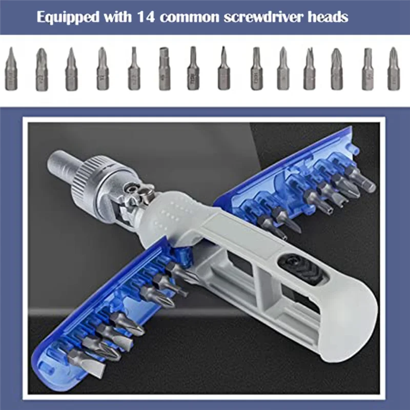 مفك براغي بسقاطة 14 في 1 مجموعة أدوات إصلاح احترافية متعددة الوظائف قابلة للتعديل