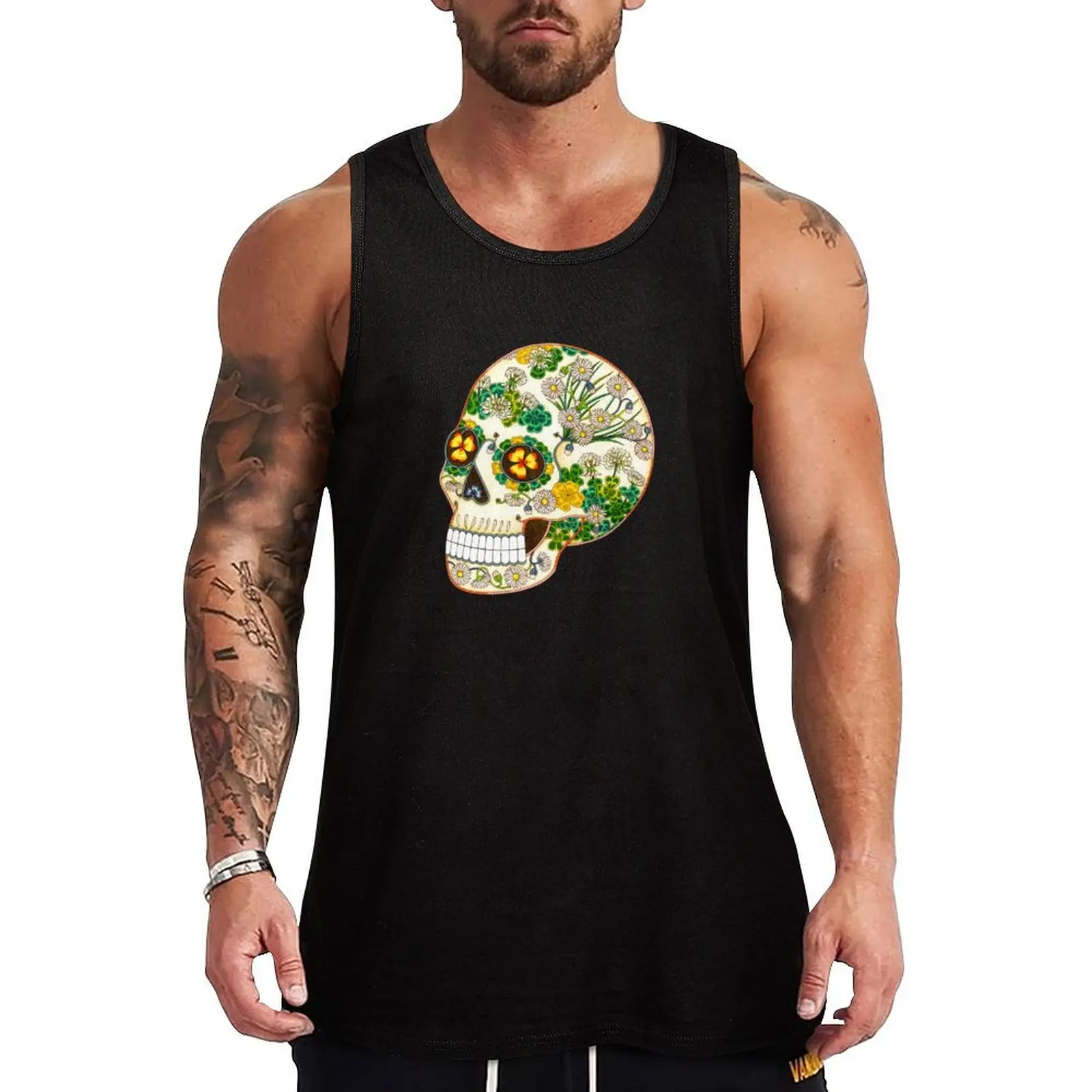 

Майка Clover Skull Tank Top, повседневная, свободного кроя, без рукавов, летняя