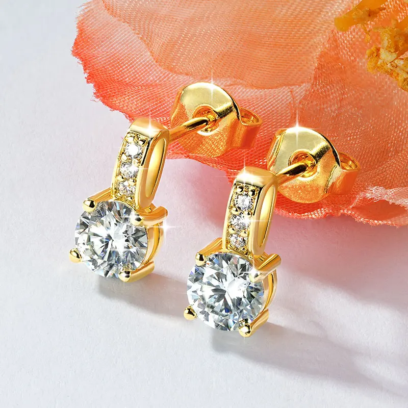 Lnkry Test Passed Moissanite Diamond Earring Exquisite Heart/Snowflake/Bow/Cat Shaped Stud Earrings for Women Daily Jewelry