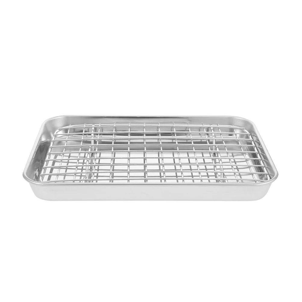 

Stainless Steel Baking Pan Set with Cooling Rack for Oven Oil Water Separating Grilling Filtering Home Use Easy Carry for Pans