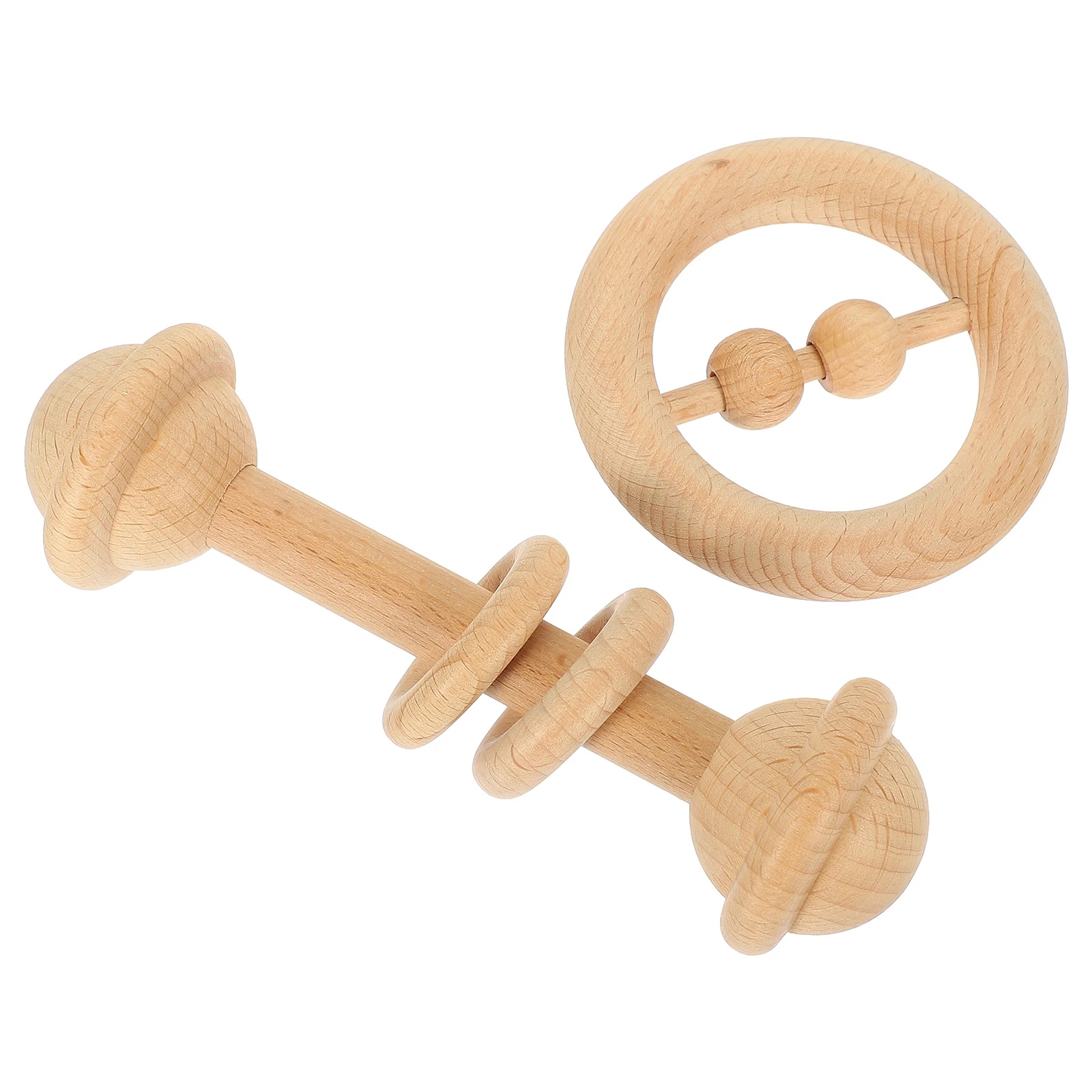 ของเล่นเขย่ามือไม้สำหรับเด็กแรกเกิด 2 ชิ้น ของเล่นกัดสำหรับเด็กทารก พกพาสะดวก เสริมพัฒนาการด้านการรับรู้เสียง ของเล่นเขย่ามือไม้