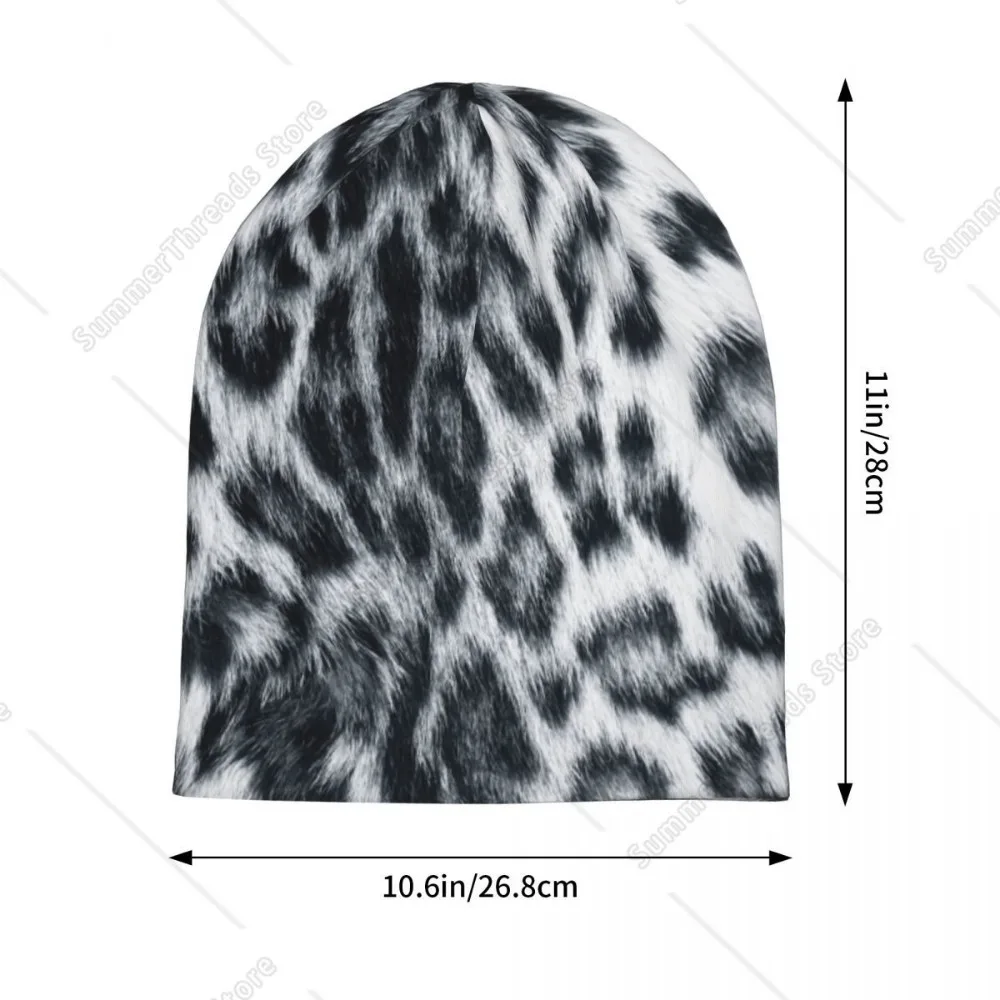 سنو ليوبارد الحقيقي للحياة طباعة Skullies قبعات حريمي الخريف الشتاء للجنسين في الهواء الطلق قبعات دافئة رئيس التفاف بونيه محبوك قبعة #3