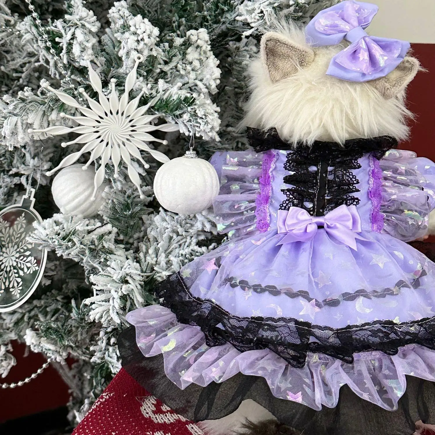 Cucciolo di cane abbigliamento di Halloween stelle di moda lune stampa pizzo di cotone vestito da principessa viola per cani di piccola taglia media vestiti per animali barboncino