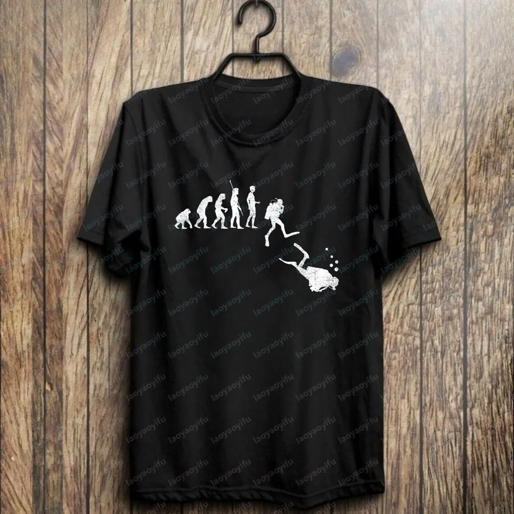 Trending Diver Evolution Cotton T-Shirt Soft Breathable Scuba Evolution Casual Print Tee Summer Vintage O-neck Men's Clothing