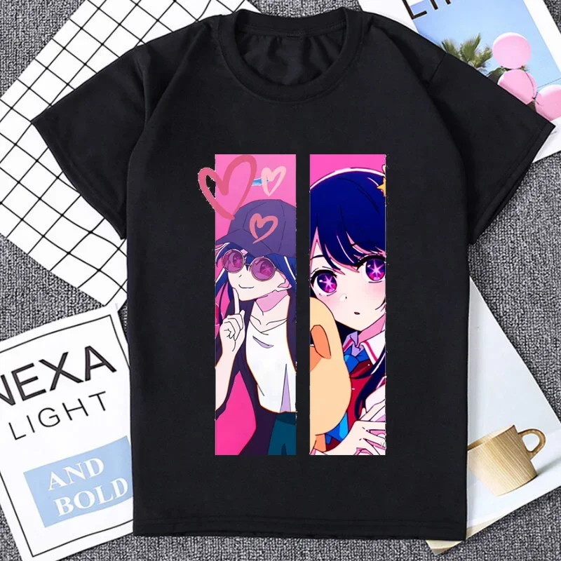 Anime T-shirt Women Oshi No Ko Ai Fashion 2024 Summer Cartoon Short Sleeve Tee Shirt Harajuku Cute Streetwear Y2k Clothes Tops