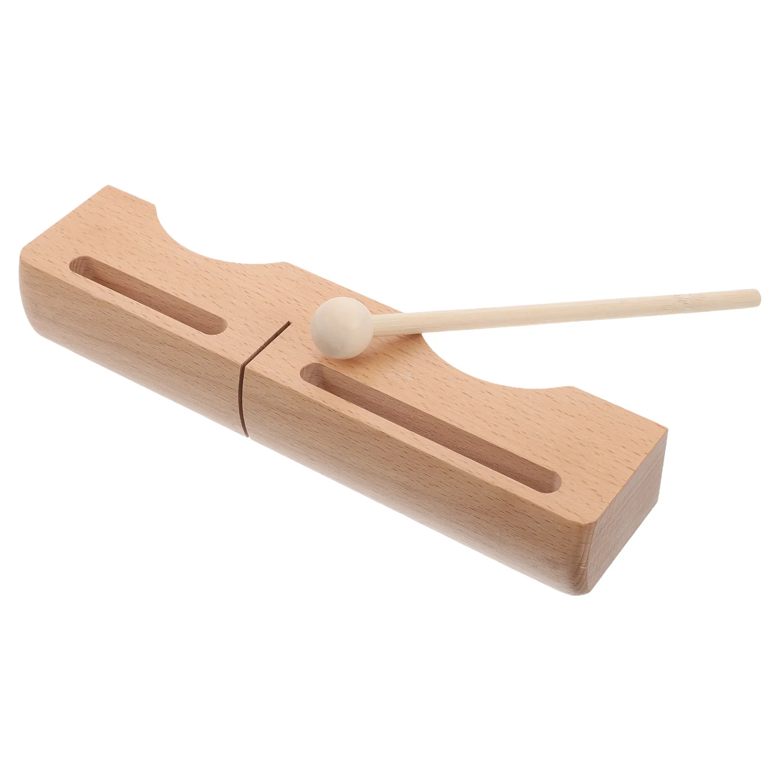 Wooden Percussion Block Dual Bass Tones Light Yellow Beech Wood Handheld Traditional Opera Music Instrument Rhythm Block