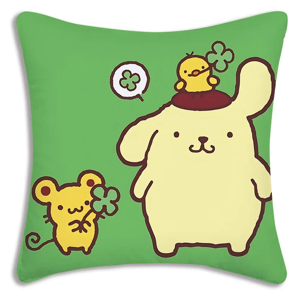 Sanrio Pompompurin sarung bantal Sofa kartun dekoratif rumah cetak dua sisi mewah pendek sarung bantal lucu