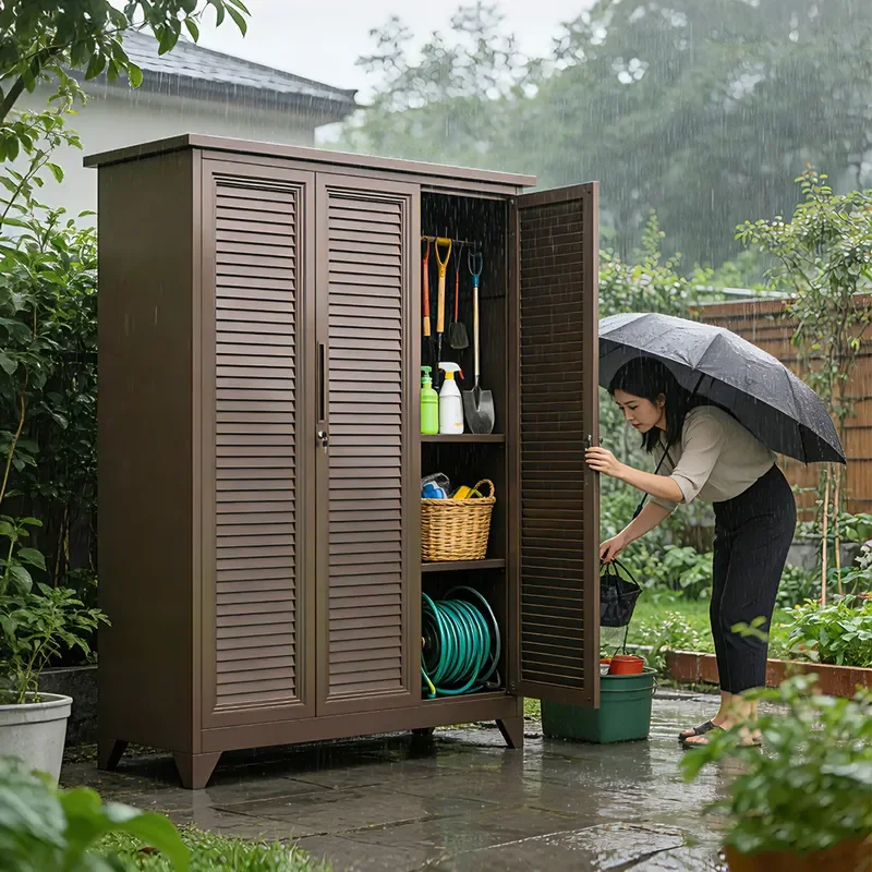 Outdoor Waterproof Storage Cabinet Sunproof Tool Locker for Villa Garden Courtyard Rainproof Glove Box Open Air Utility