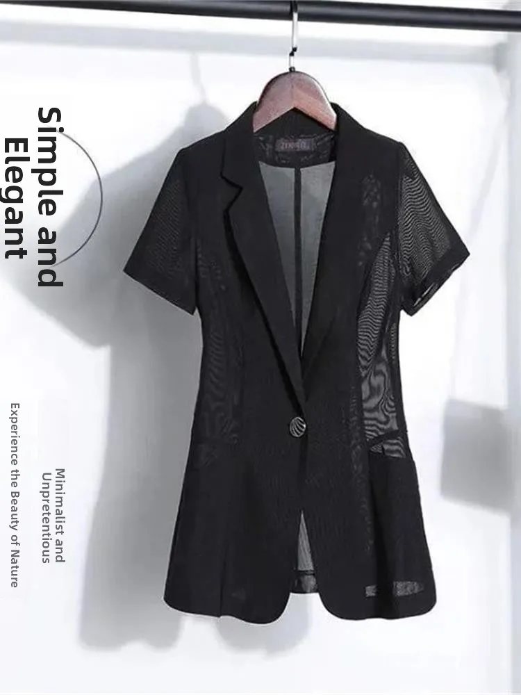 Fashionable Short Sleeve Suit Women's Summer New Style Casual Goddess Style Small Size Versatile Light Jacket Summer Shawl