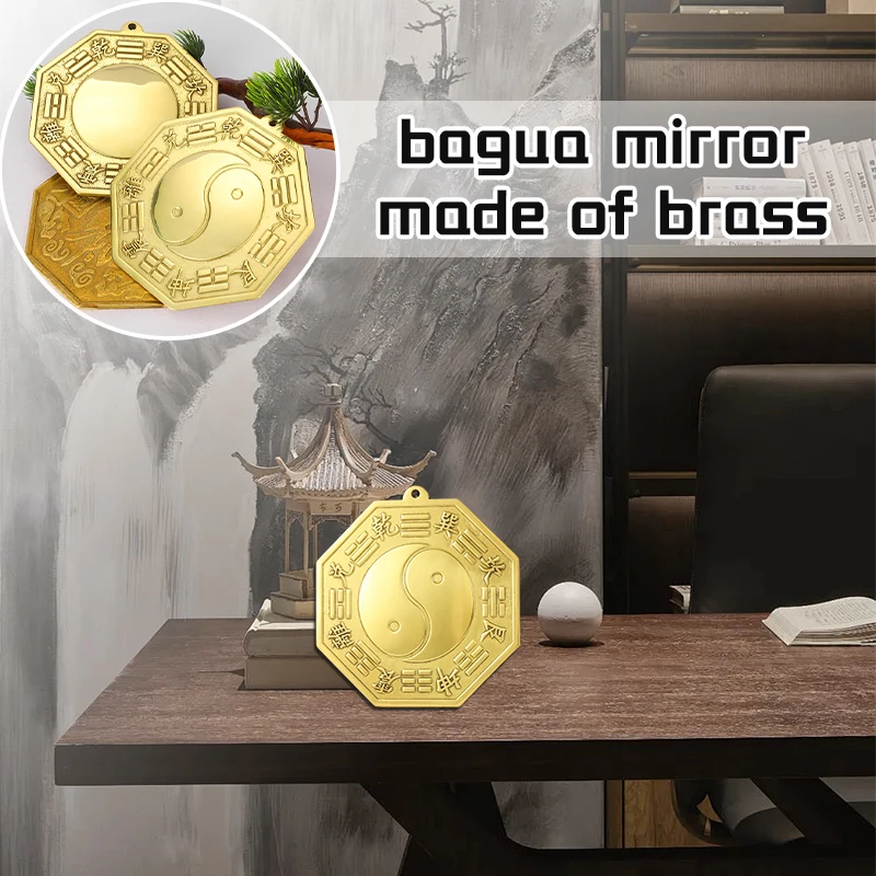 Traditional Chinese Feng Shui Tai Chi Bagua Copper Mirror Lucky Blessing Home Decor Crafts Convex Mirror Ornaments
