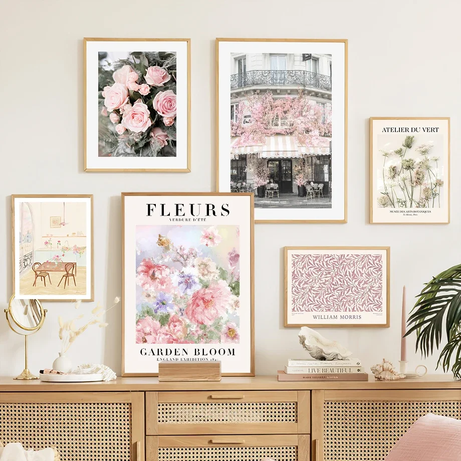 1pc frameless Canvas Painting Paris Cherry Blossoms Dandelion Flower Leaves Nordic Posters Prints Wall Art Canvas Painting Pictu