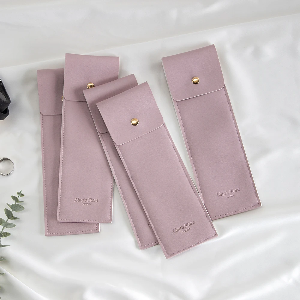 Personalized PU Leather Snap Bag Bracelet Pendant Perfume Sunglasses Watches Glasses Pouch Pen Knife Fork Jewelry Rule Organizer