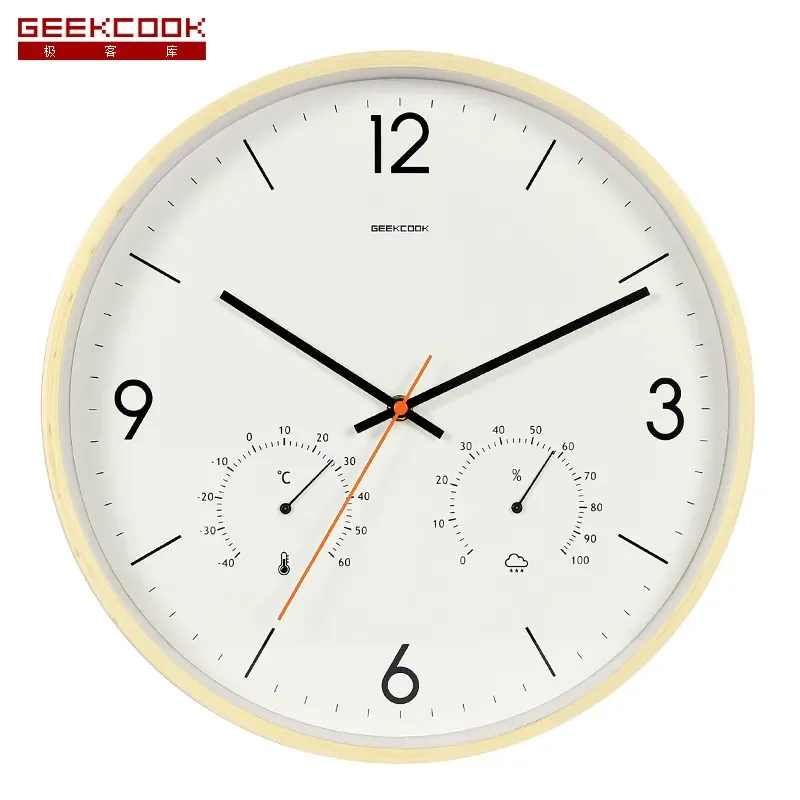 Qumu Wall Clock for Elegant and Clean 2.0 14-inch Large Size Temperature and Humidity Wall Clock Spot Mixed Batch Watch