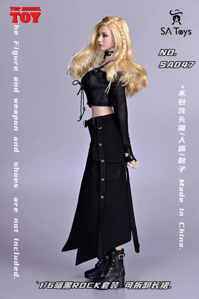 SA Toys SA047 1/6 スケール黒ゴシックスタイルドレス取り外し可能なロングスカート服モデルフィット 12 ''女性兵士アクションフィギュアボディ