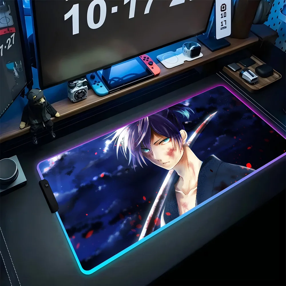 

anime N-Noragami Mousepad XXL RGB Gaming Mouse Pads HD Black Gamer Accessories Large LED