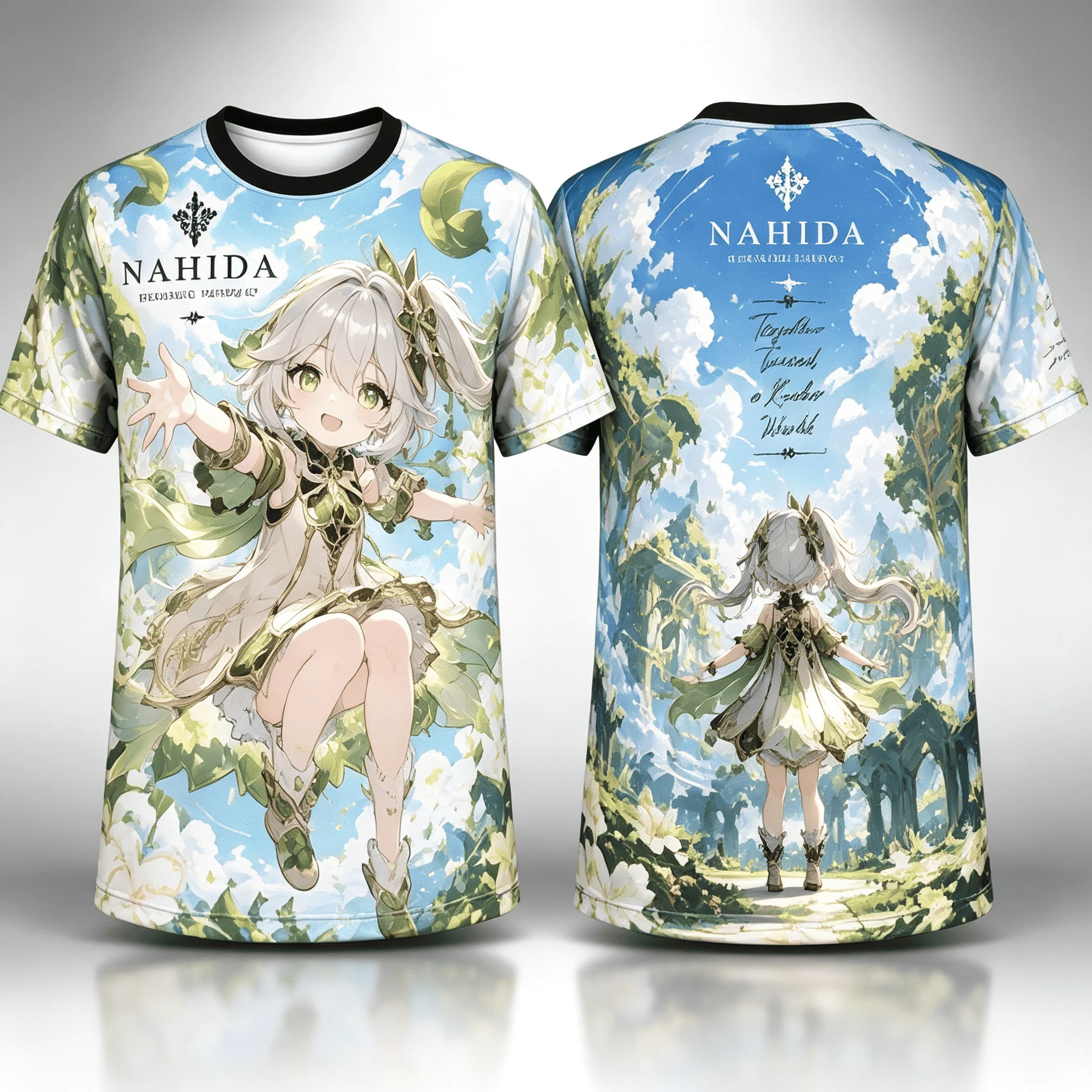 Genshin Impact Character Naxida Xiaocaoshen 3D Full Printed T-shirt Suitable for Both Men and Women with Short Sleeves