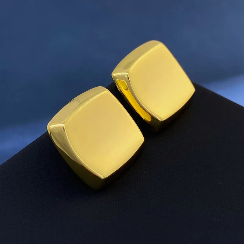 

Brass Small Size Rugged Square Stud Earrings Women Jewelry Punk Party T Show Gown Runway Korean Japan INS