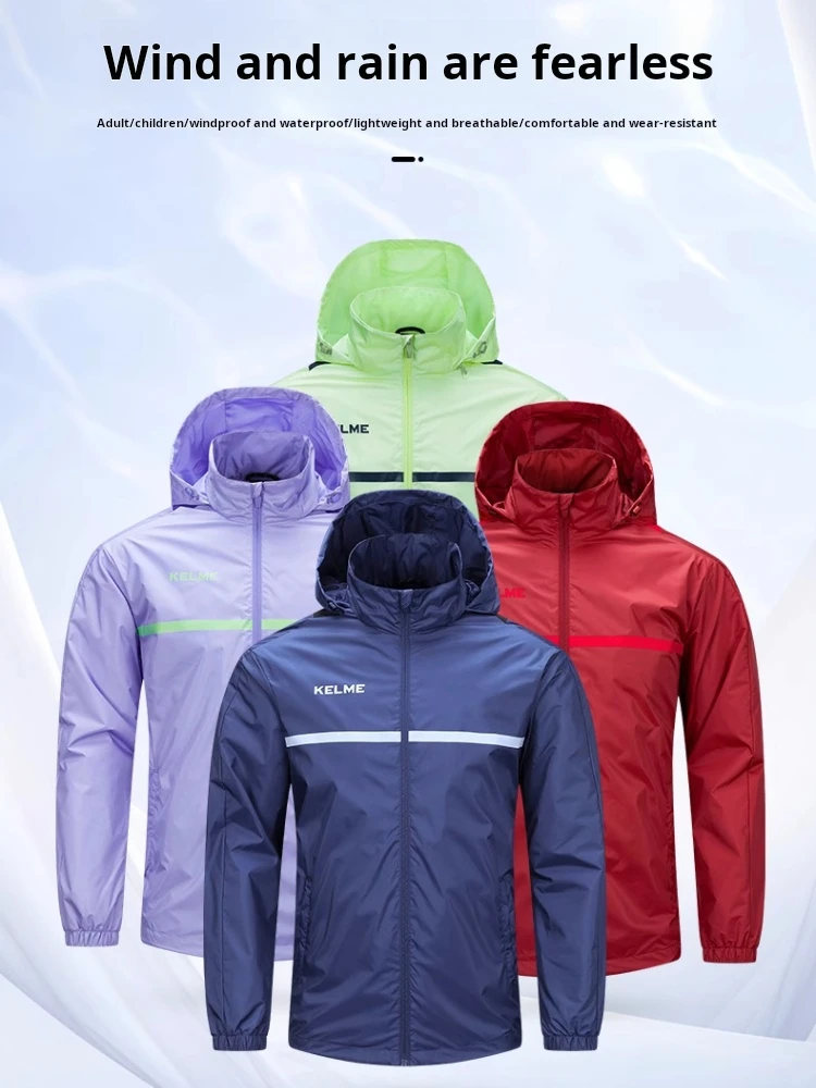 Kelme Windproof Jacket For Men And Women Rain And Cold Proof Sports Jacket Outdoor Running Training Jacket Hiking Jacket