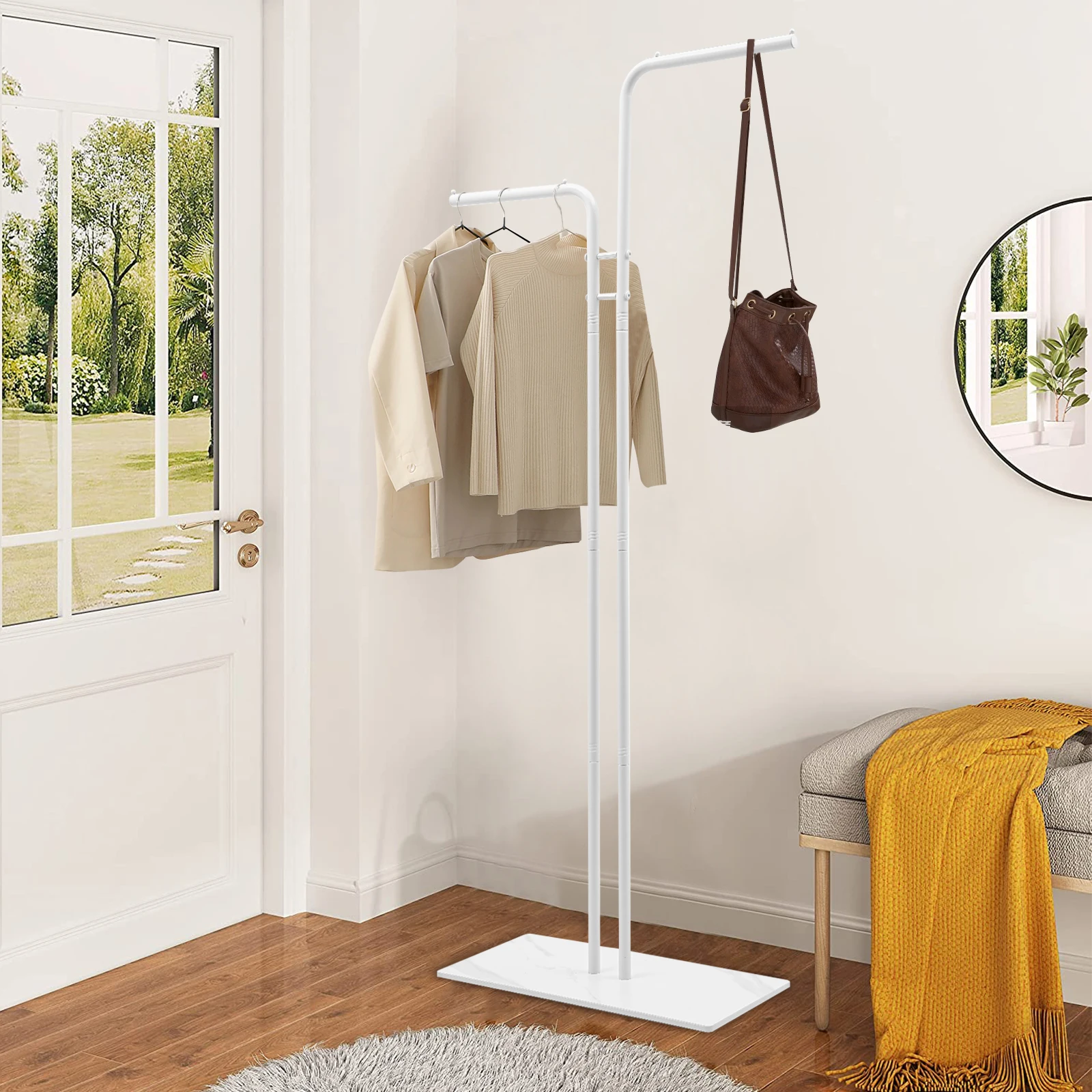 Large Capacity Coat Rack Wear-Resistant Freestanding Coat Rack with Stabel Base Space-Saving for Bedrooms/Hallways/Living Rooms