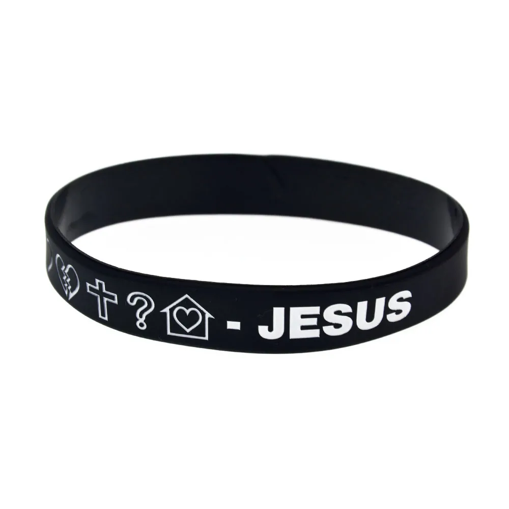 1 PC Love Sad Pray Jesus Silicone Bracelet Religion Faith Jewelry