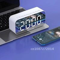 Desktop Alarm Clock Bluetooth wireless audio stereo LED mirror digital audio TF clock phone radio FM Card mini speaker mobile